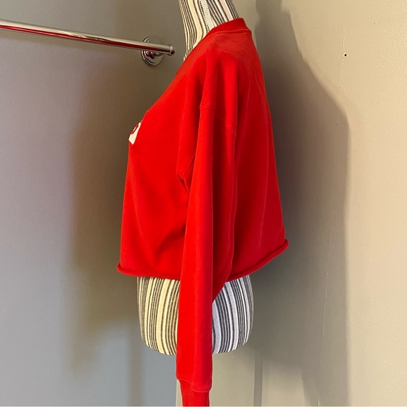 Levis Womens Red White Long Sleeve Cropped Oversized Pullover Sweatshirt… - Picture 3 of 13